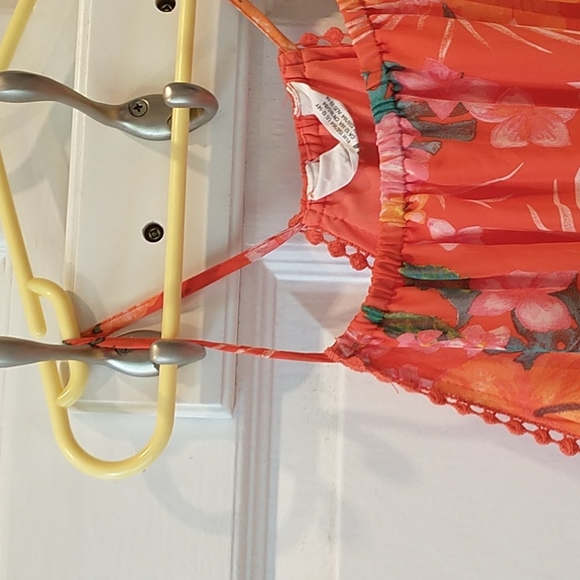 Orange floral pattern spaghetti strap H&M size 12-14A - Picture 3 of 6